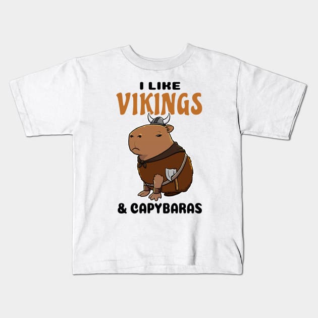 I Like Vikings and Capybaras Kids T-Shirt by capydays